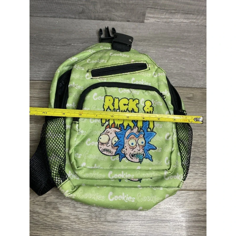 Cookies Rick & Morty Green/Black Small Crossbody Sling Bag Zip Pockets Strap